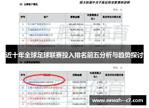 近十年全球足球联赛投入排名前五分析与趋势探讨