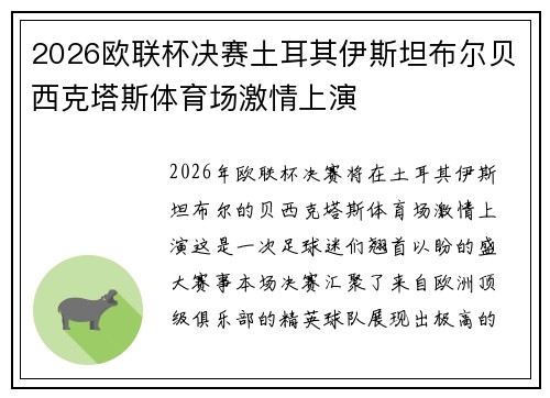 2026欧联杯决赛土耳其伊斯坦布尔贝西克塔斯体育场激情上演